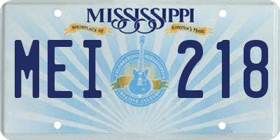 MS license plate MEI218
