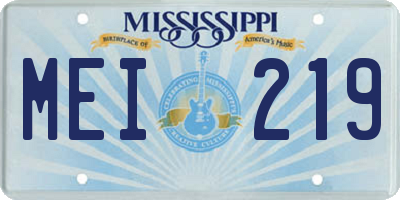 MS license plate MEI219