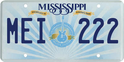 MS license plate MEI222