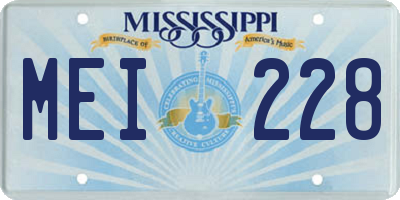 MS license plate MEI228