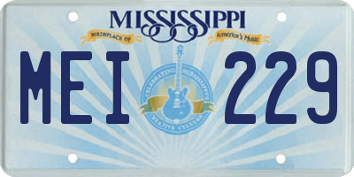 MS license plate MEI229