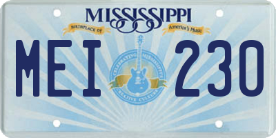 MS license plate MEI230