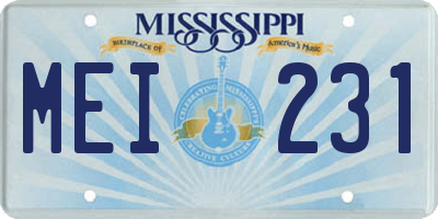 MS license plate MEI231