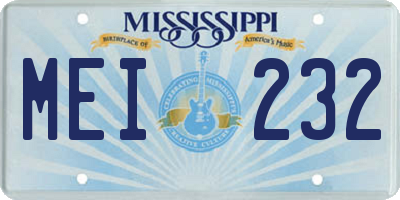 MS license plate MEI232