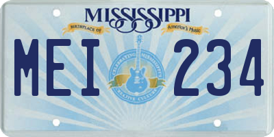 MS license plate MEI234