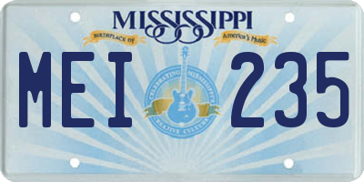 MS license plate MEI235