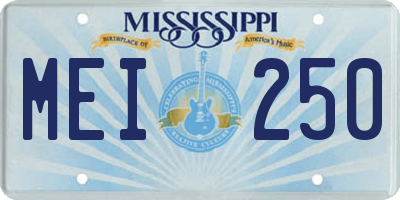 MS license plate MEI250