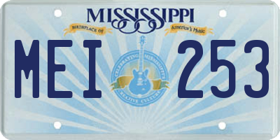 MS license plate MEI253