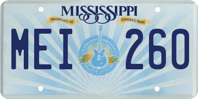 MS license plate MEI260