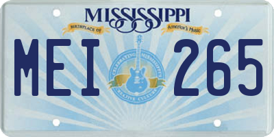 MS license plate MEI265
