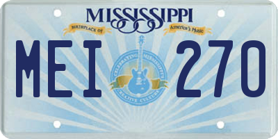 MS license plate MEI270