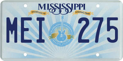 MS license plate MEI275