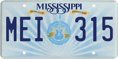 MS license plate MEI315