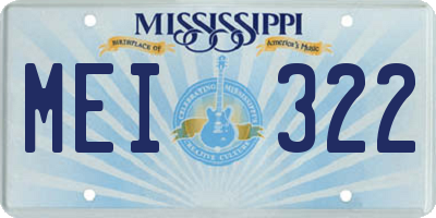 MS license plate MEI322