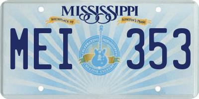 MS license plate MEI353