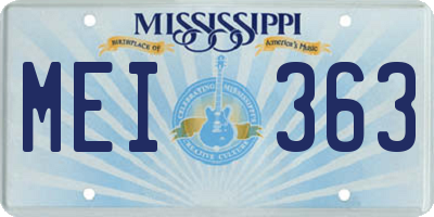 MS license plate MEI363