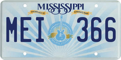 MS license plate MEI366