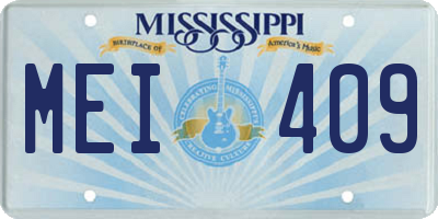 MS license plate MEI409