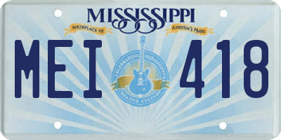 MS license plate MEI418