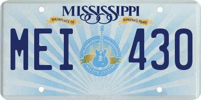 MS license plate MEI430