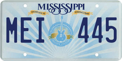 MS license plate MEI445