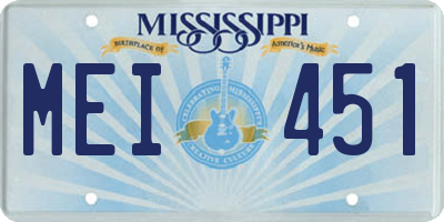 MS license plate MEI451