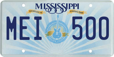 MS license plate MEI500