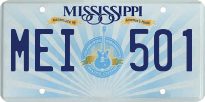 MS license plate MEI501