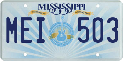 MS license plate MEI503
