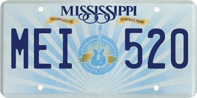 MS license plate MEI520