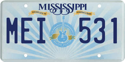 MS license plate MEI531