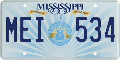 MS license plate MEI534