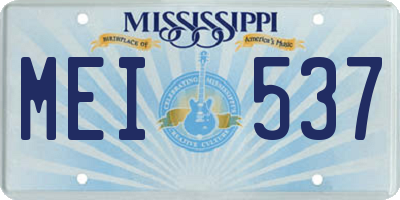MS license plate MEI537