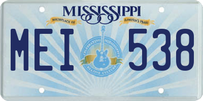 MS license plate MEI538