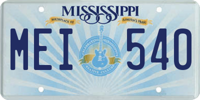 MS license plate MEI540