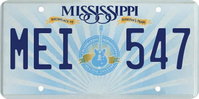 MS license plate MEI547