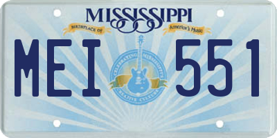 MS license plate MEI551