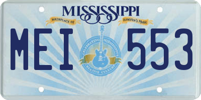 MS license plate MEI553