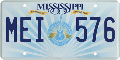 MS license plate MEI576