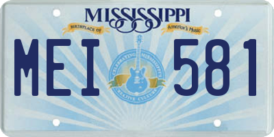 MS license plate MEI581