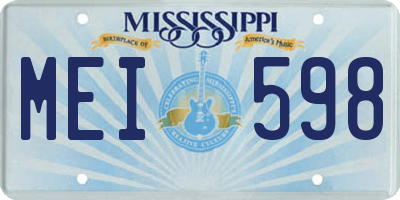 MS license plate MEI598