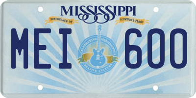 MS license plate MEI600