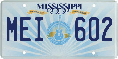 MS license plate MEI602