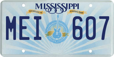 MS license plate MEI607