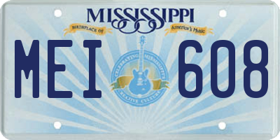 MS license plate MEI608
