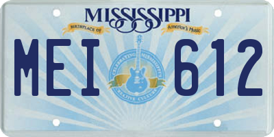 MS license plate MEI612