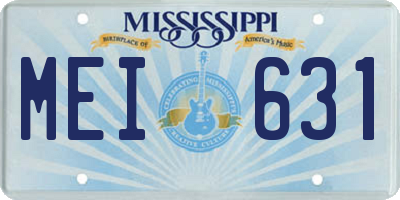 MS license plate MEI631