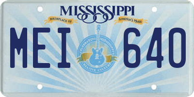MS license plate MEI640