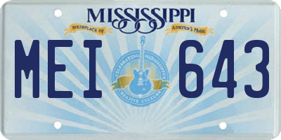 MS license plate MEI643