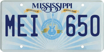 MS license plate MEI650